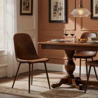Sunvega Set of 4 Suede Backrest Chairs with Walnut Transfer Legs for Modern Homes