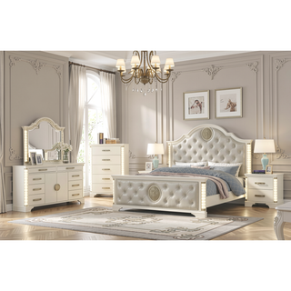 Sunvega Jasmine 8-Drawer Dresser with Side LED Lighting and Gold Accent Drawer Pulls