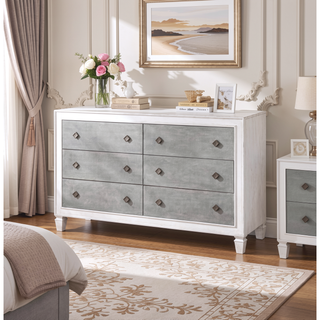 Sunvega Transitional Rustic Gray Weathered White Finish Dresser for Bedroom