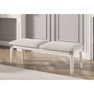 Sunvega Sleek Modern Nightstand with Two Spacious Drawers in Pearl White Finish