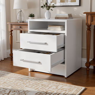 Sunvega Philadelphia Two Drawer Nightstand with Concealed Open Shelf