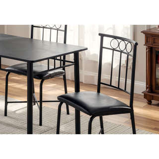 Sunvega 5 Piece Dining Table Set with Black Leather Look Chairs for 4