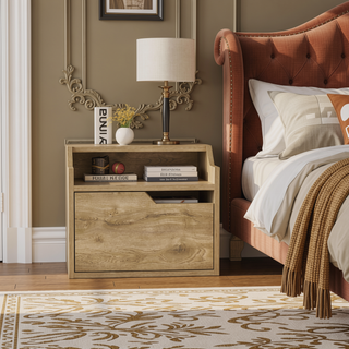 Sunvega Dark Brown Floating Nightstand with Versatile Dual-Shelf Display Design