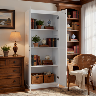 Sunvega Modern Free Standing Wardrobe Closet with 4 Large Adjustable Shelves