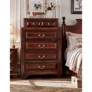 Sunvega Cappuccino Nightstand with Curved Drawer Fronts and Real Wood Veneers