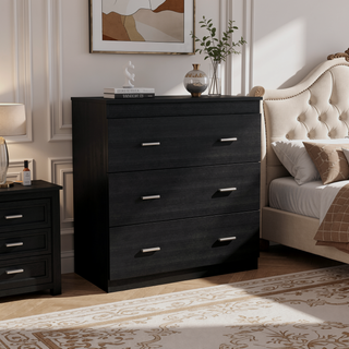 Sunvega Modern Three Drawer Dresser with Metal Handles and Superior Top