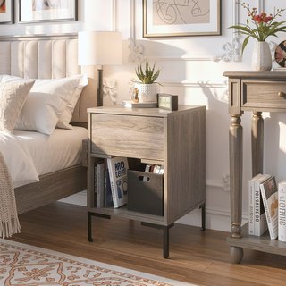 Sunvega Rolland Nightstand with Spacious Drawer and Open Storage Space