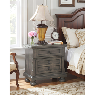 Sunvega Gray Modern Nightstand with Full Extension Drawers and Felt-Lined Top