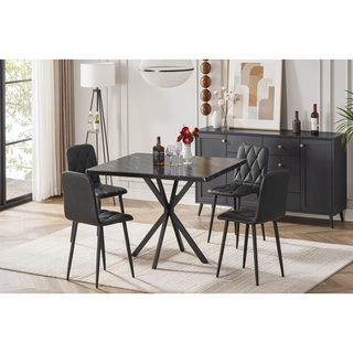 Sunvega Square Dining Table with MDF Top and Carbon Iron Legs for Kitchen Dining Room