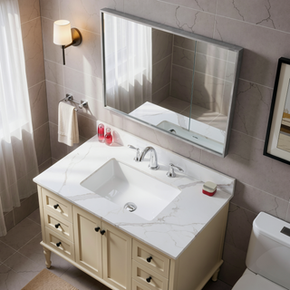 Sunvega Sintered Stone Vanity Top with Ceramic Undermount Sink and 3 Faucet Holes