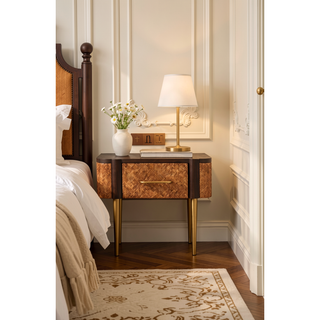Sunvega Handcrafted Brown Mango Wood Floating Rattan Wall-Mounted Drawer