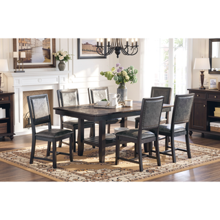 Sunvega Dark Coffee Finish Rubberwood Dining Table with Storage Shelf for Kitchen