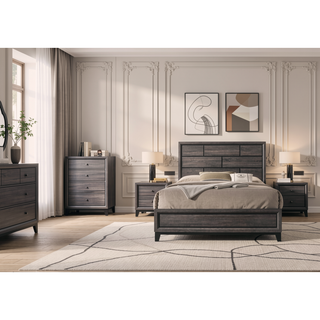 Sunvega Weathered Grey 5-Drawer Chest with Generous Storage and Rustic Charm
