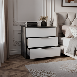 Sunvega Smokey Oak and White 3-Drawer Dresser for Organized Storage