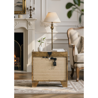 Sunvega Aspen Brown Nightstand with LED Light and USB Port for Bedroom