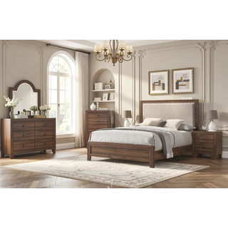 Sunvega Rustic Brown Cherry Finish Contemporary Four Drawer Storage Tall Chest