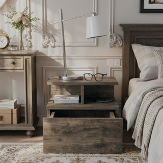 Sunvega Blue Floating Nightstand With Drawer And Shelves For Storage And Decor