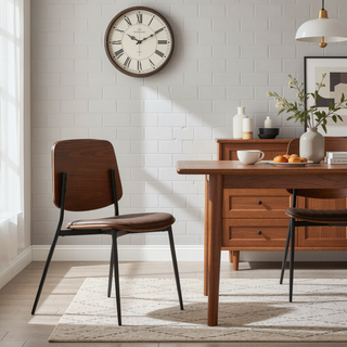 Sunvega Mid Century Modern Retro French Style Dining Chairs Set of 2 with Walnut Bentwood Back