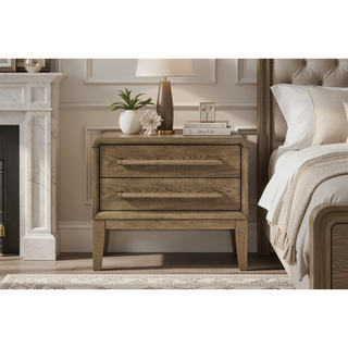 Sunvega Small Nightstand with Two Storage Drawers in Warm Latte Finish
