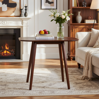 Sunvega Mid-Century Modern Faux Wood Dining Table with Tapered Splayed Legs