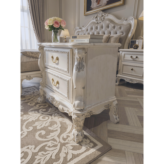 Sunvega Dresden II Bone White Finish Nightstand with Two Spacious Storage Drawers