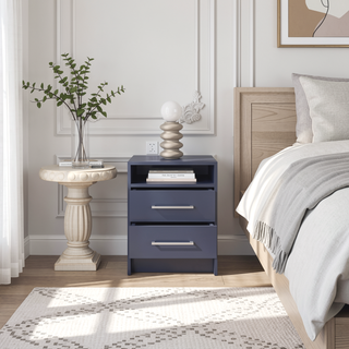 Sunvega Modern Nightstand with Two Spacious Drawers and Metal Handles for Bedroom