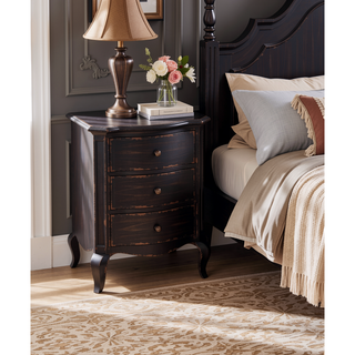 Sunvega Antique Black Nightstand with Three Spacious Storage Drawers