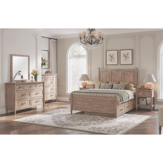 Sunvega Mindi Veneer Nightstand with USB Charging Ports and Drawer Storage