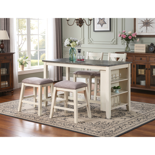Sunvega Modern Counter Height Dining Table with Storage Shelves for Kitchen Breakfast