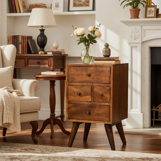 Sunvega Timeless Elegance Multi Drawer Chestnut Brown Bedside Table