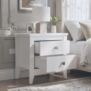 Sunvega Modern Nightstand with Two Drawers and Four Legs in Black Wengue Finish
