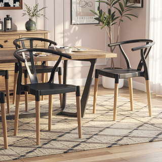 Sunvega Modern Polypropylene Dining Chair Set with Tapered Beech Wood Legs