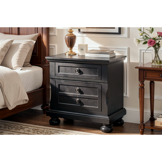 Sunvega Gray Modern Nightstand with Full Extension Drawers and Felt-Lined Top