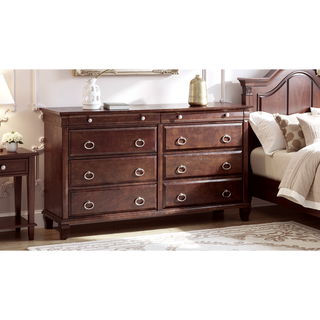 Sunvega Classic Traditional Nightstand in Rich Cappuccino Wood Veneer with Felt Lined Drawers