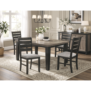 Sunvega Contemporary Two-Tone Gray Finish Solid Wood Rectangular Dining Table with 18-inch Leaf