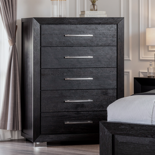 Sunvega Black Contemporary Chest with Chrome Legs and English Dovetail Drawer