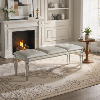 Sunvega Contemporary Nightstand with Felt-lined Drawers and Acrylic Legs in Pearl White