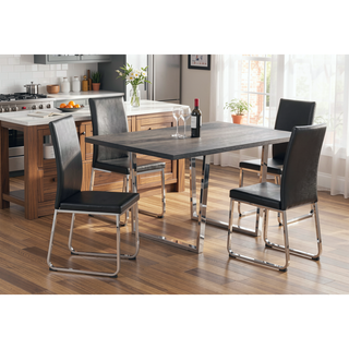 Sunvega Modern Dining Table with Grey Laminate Top and Chrome Metal Legs