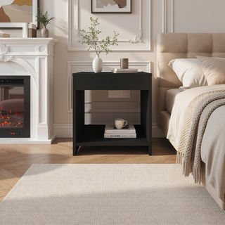 Sunvega Compact Modern Night Table with Spacious Shelf for Bedroom