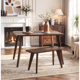 Sunvega Solid Red Oak Wood Bench with Tapered Legs for Dining and Entryway