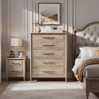 Sunvega 5 Drawer Chest with Sand Finish and Cedar Lined Bottom Drawer