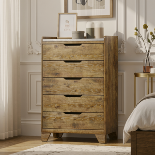 Sunvega Transitional Light Aspen Brown Nightstand with LED Light and USB Ports