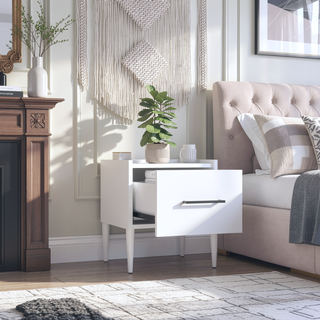 Sunvega Wall-Mounted Nightstand with Single Drawer for Bedroom or Living Room