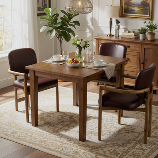 Sunvega Upholstered Arm Chairs Set of 2 with White Fabric Seating and Rubber Wood Frame