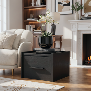 Sunvega Wall-Mounted Nightstand with Sleek Single Drawer and Spacious Top Shelf