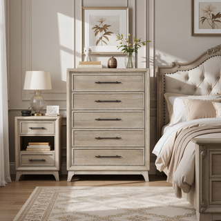 Sunvega Transitional Oak Chest with Angled Legs and Ball Bearing Glides