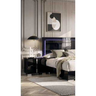 Sunvega Contemporary White Nightstand with Chrome Legs and Handles for Bedroom