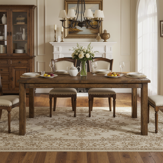 Sunvega Rustic Golden Brown Rectangular Counter Height Dining Table with Organic Wood Grain