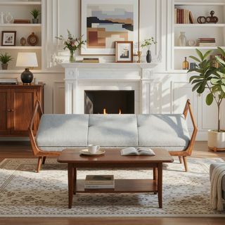 Sunvega Mid Century Modern Gray Upholstered Bench with Tufted Accents