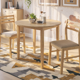 Sunvega Cappuccino and Tan 3-Piece Dining Set with Drop Leaf Table and Two Chairs